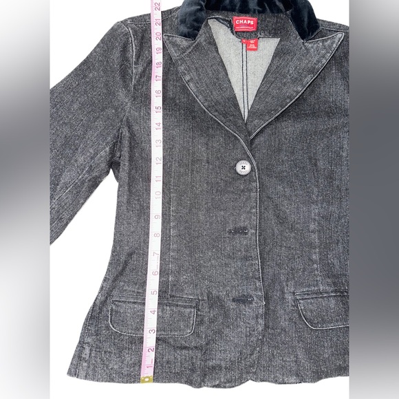 💙❤️ Black denim jacket with velour/velvet collar - Picture 5 of 9